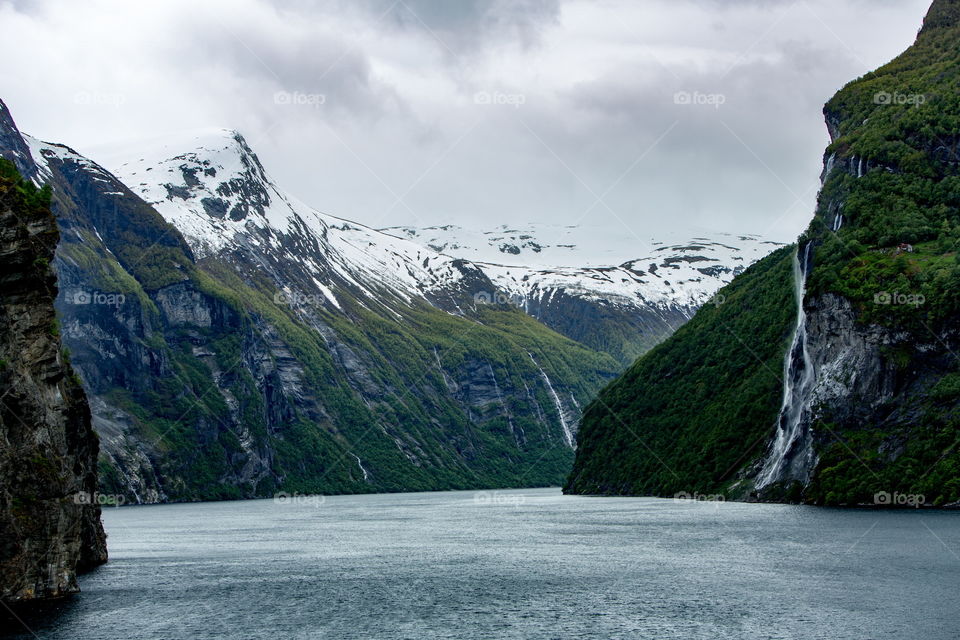 Norway Waterfall Fjord Geiranger
