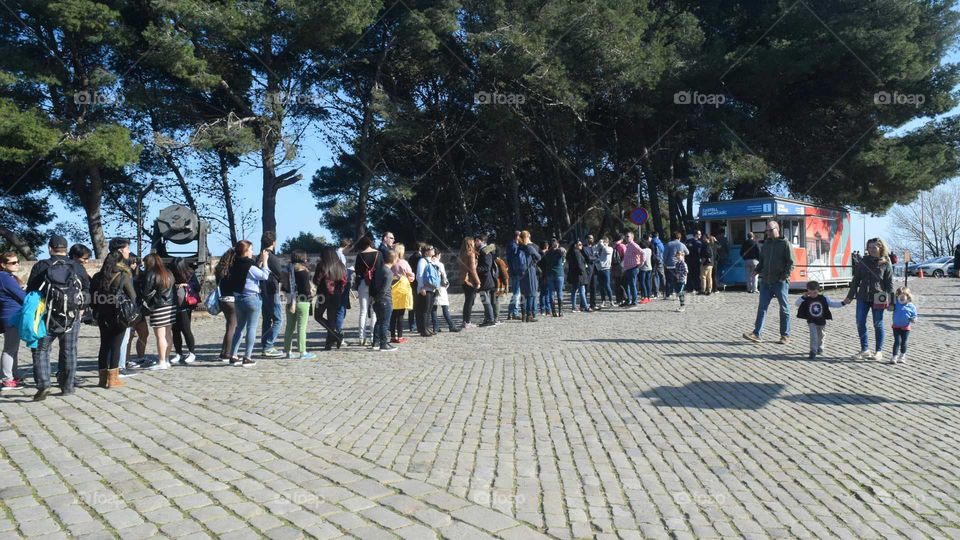 Line to enter the Montjuic Castle
