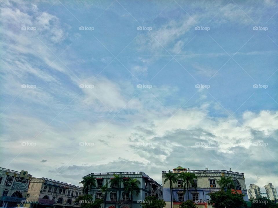 colourful street with sky view