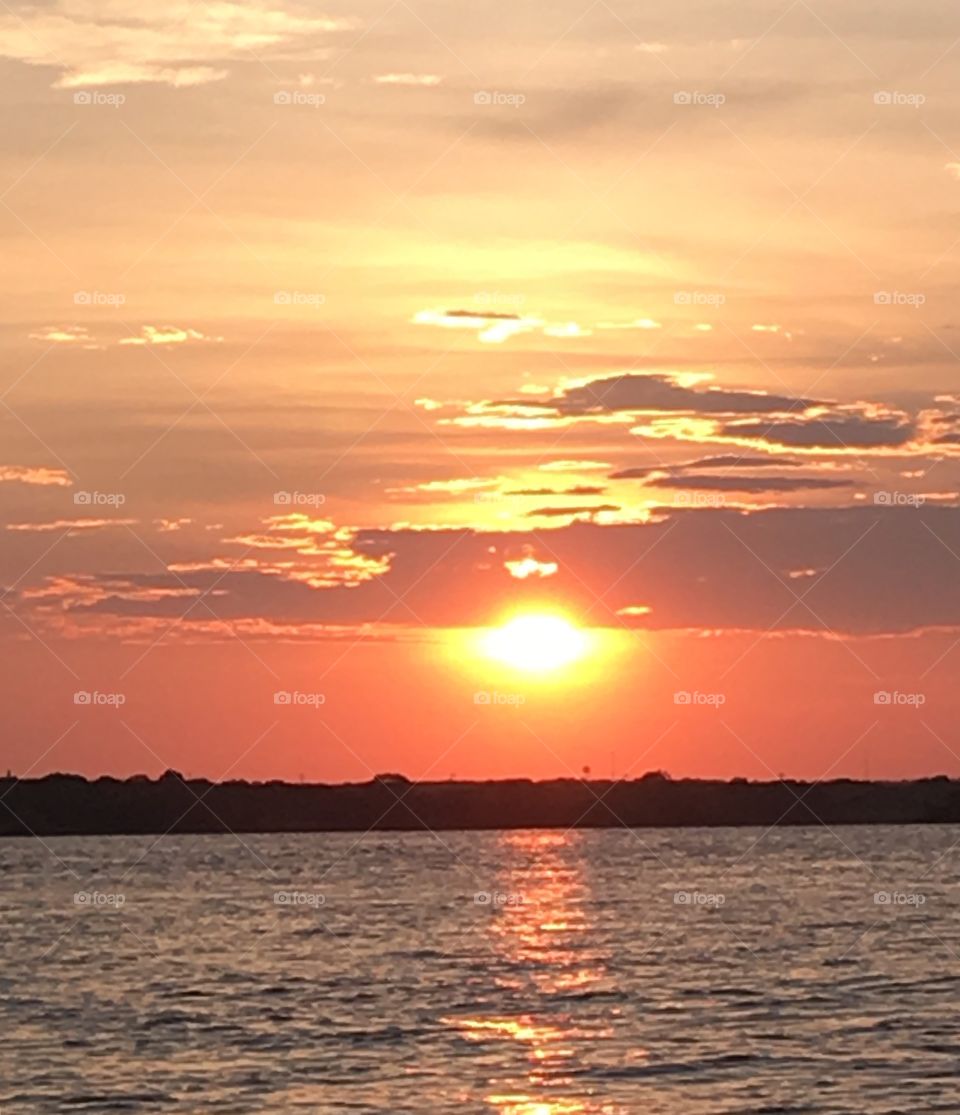 Texas coast sunset. 