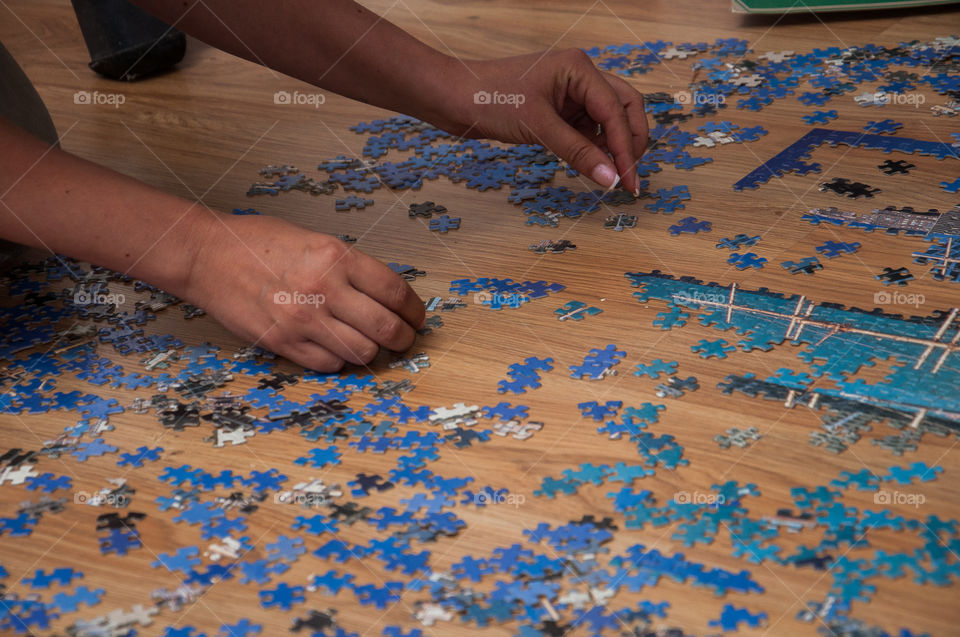 Working together on a puzzle