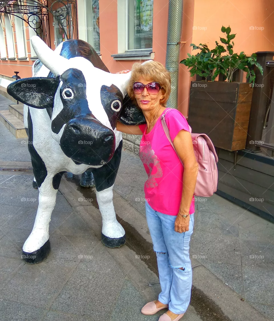 Lady and mad cow