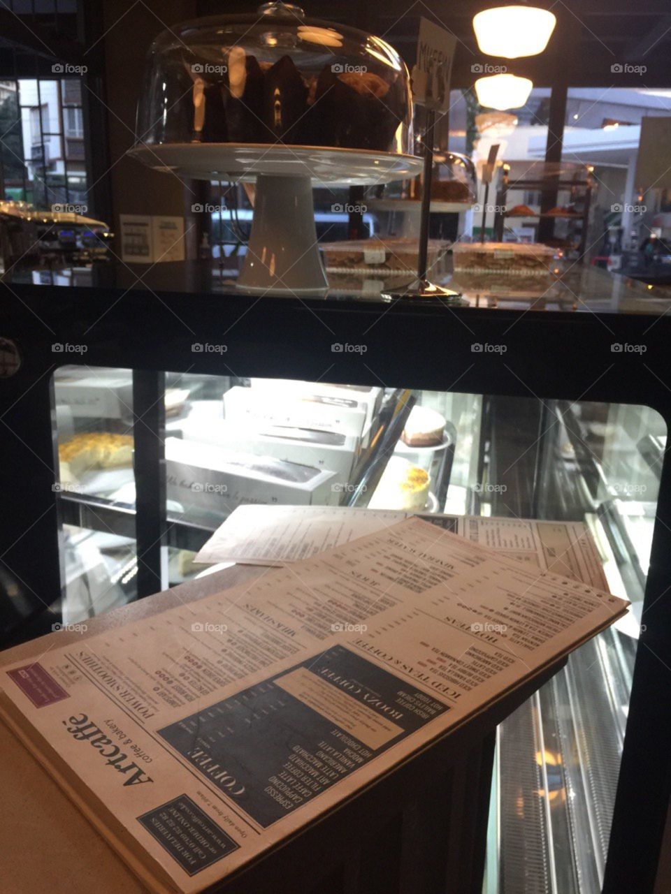 A coffee shop menu in the restaurant.