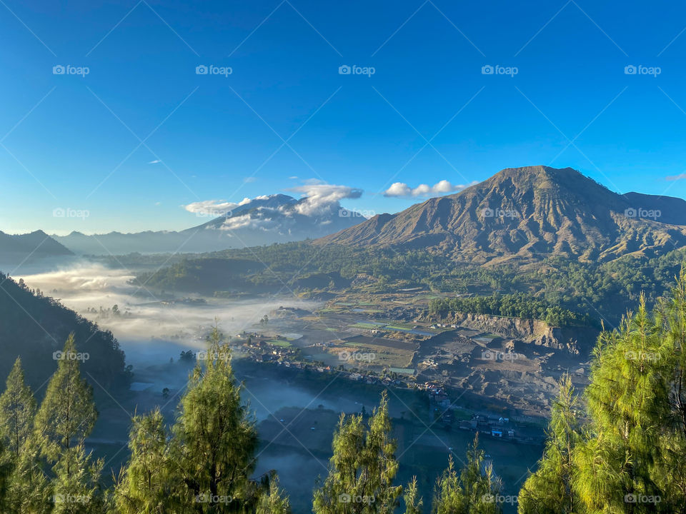 Panoramic view of mountain at Pinggan village Bali Indonesia 
