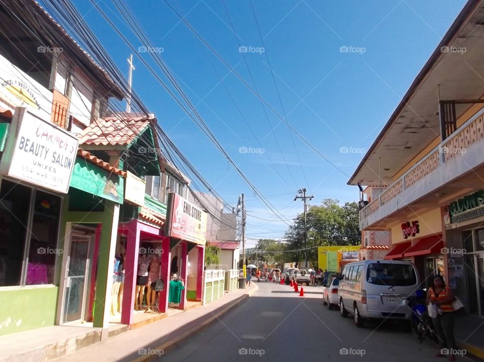 Photo from moving car traveling in Roatan, Honduras