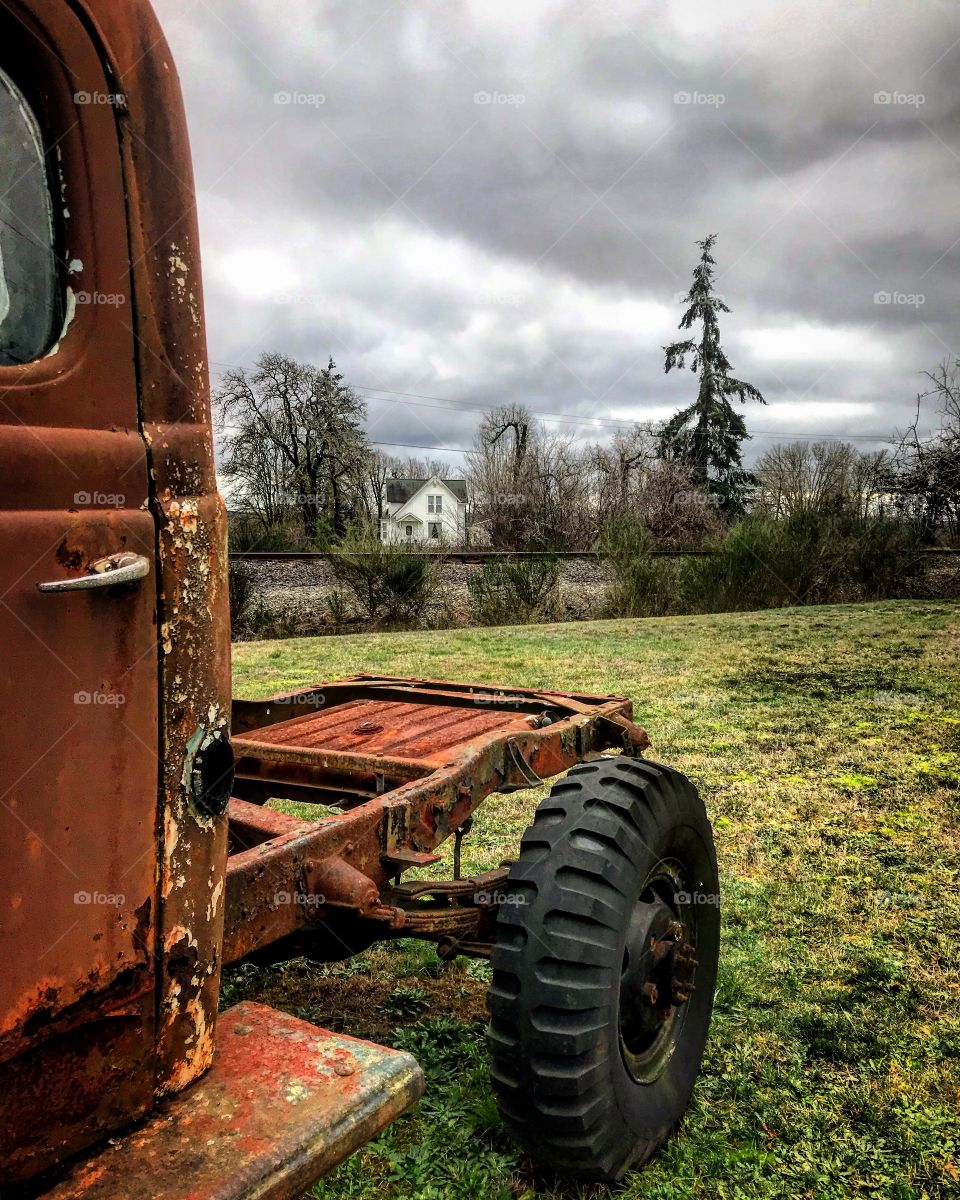 Old trucks and houses 