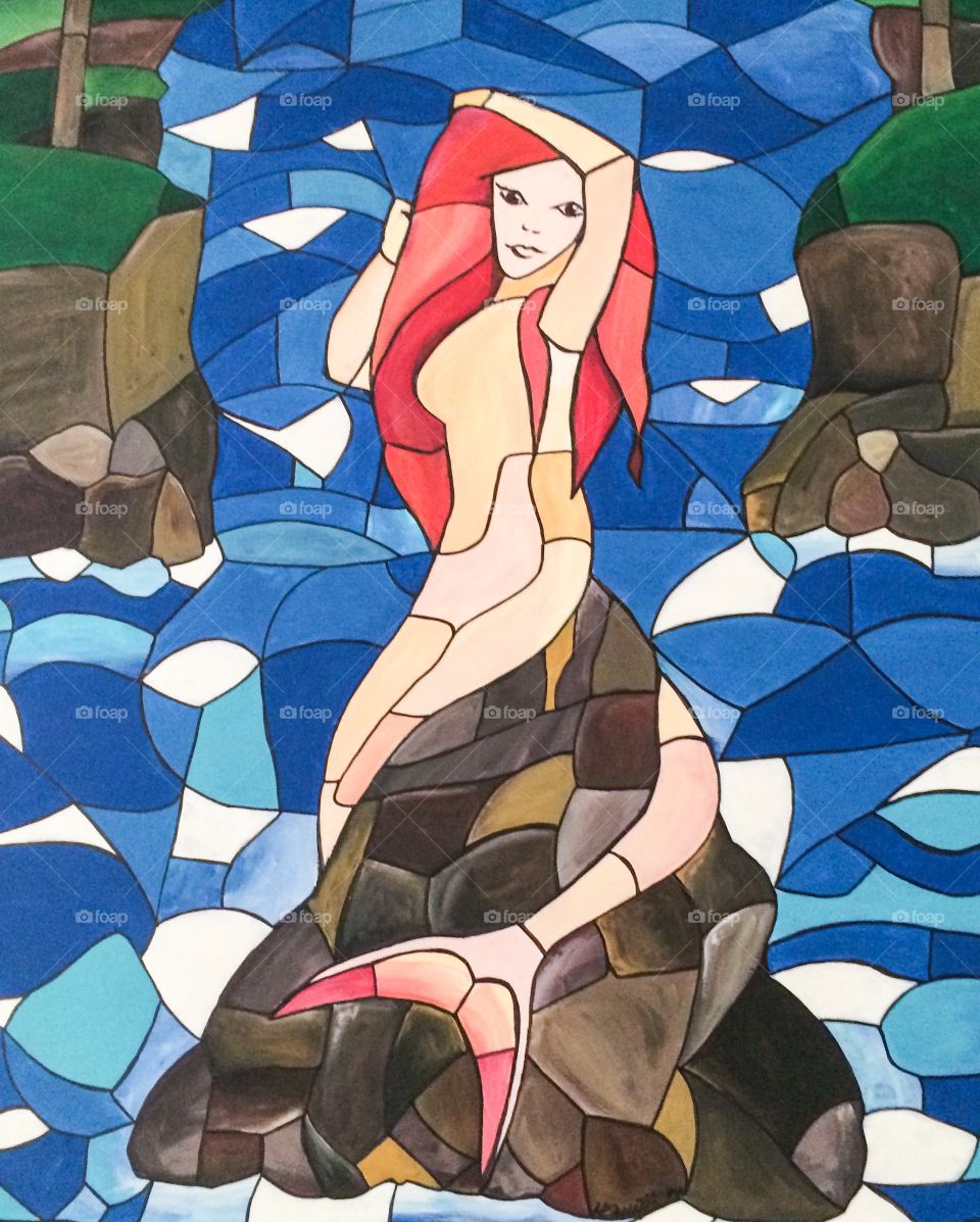 Mermaid . Stained glass mermaid 