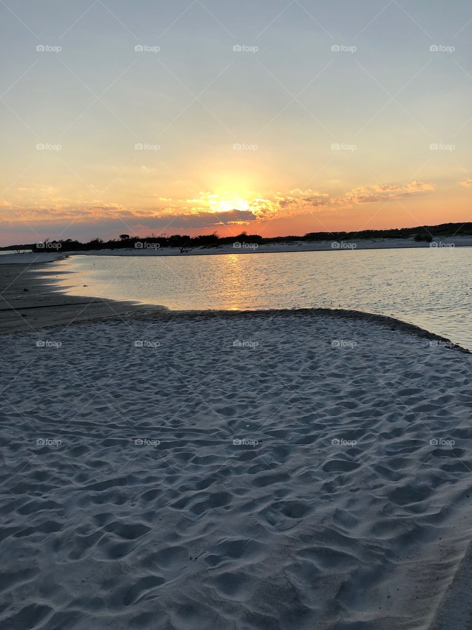 Stunning sunset at Folly Beach, South Carolina.