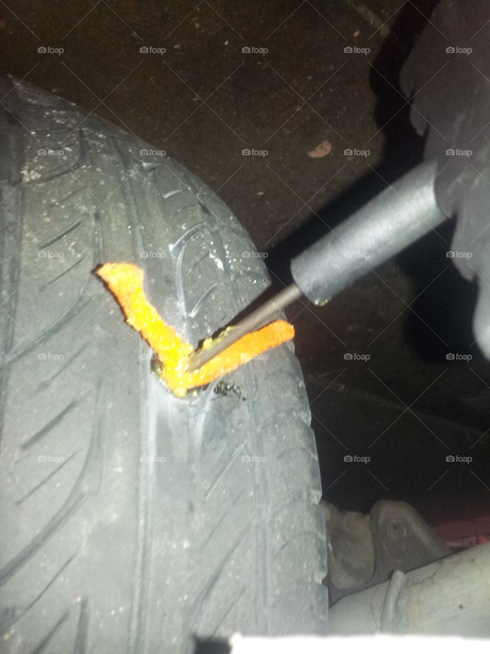 Install a tire patch
