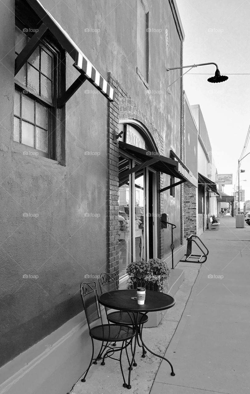 Small Town Coffee Shop Black and White