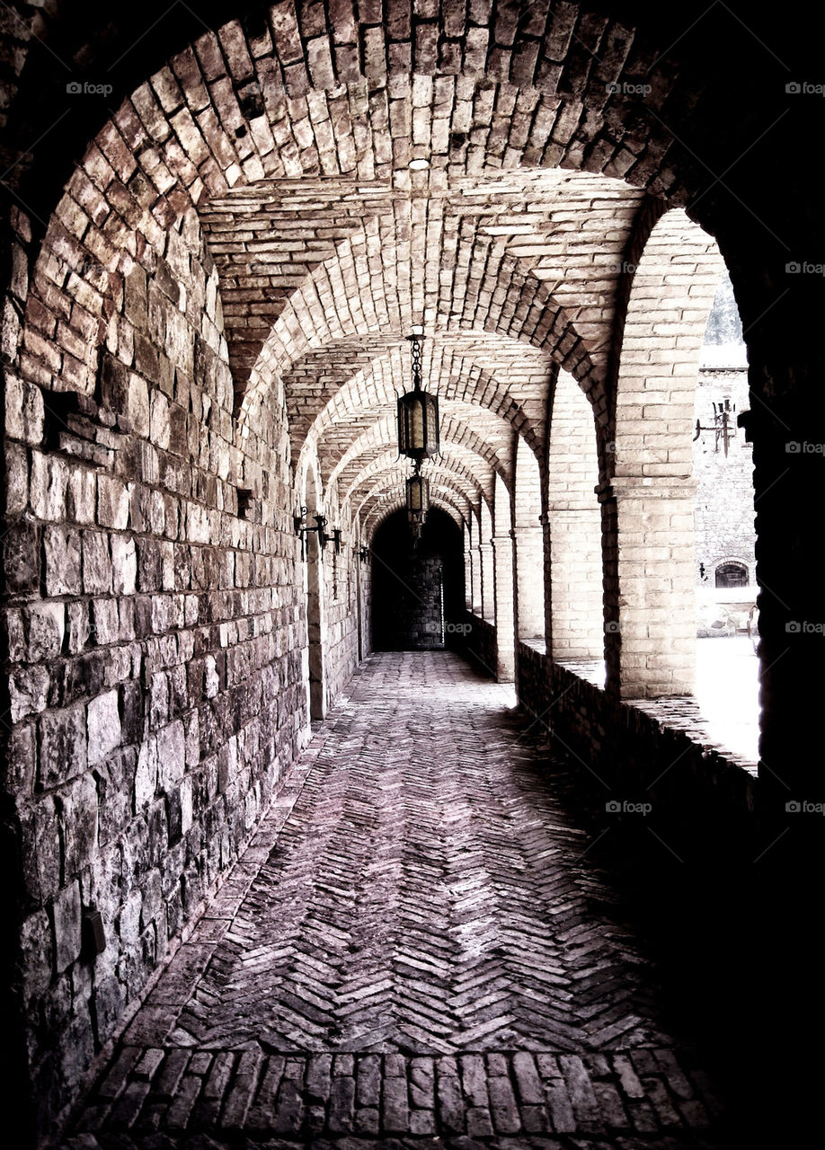 Corridor of ancient stone building