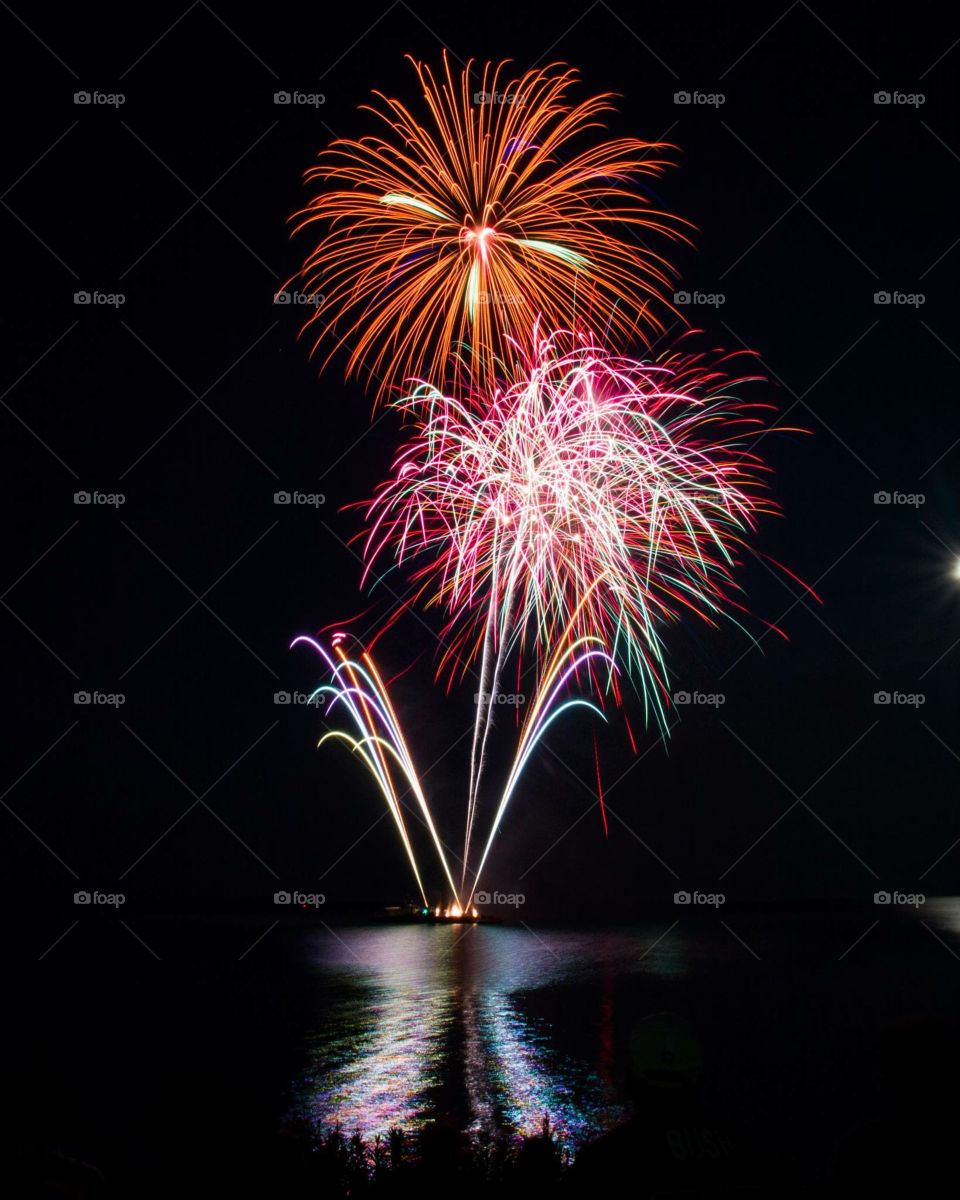 Fireworks on Canada day, 2015, taken in Oshawa, Ontario 