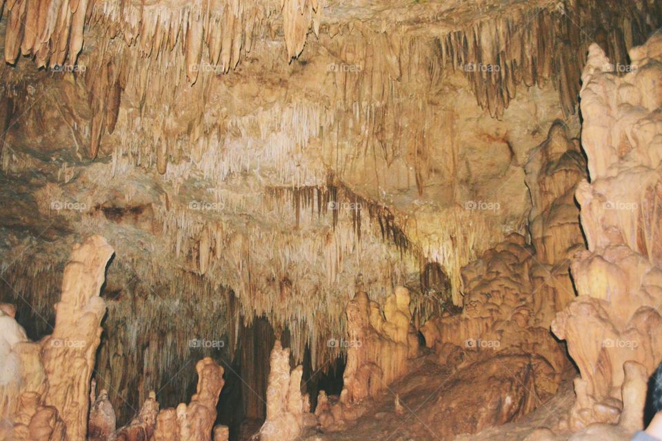 Inside cave.