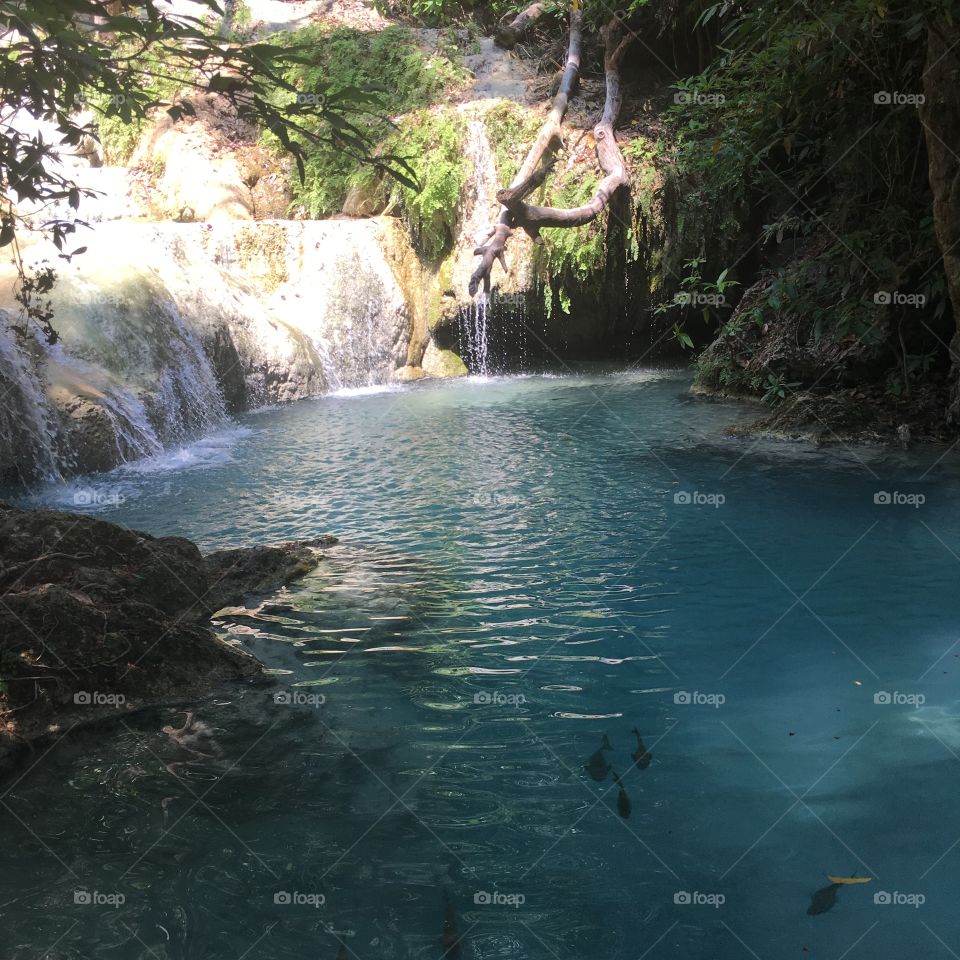 Beautiful relaxing cooling waterfall