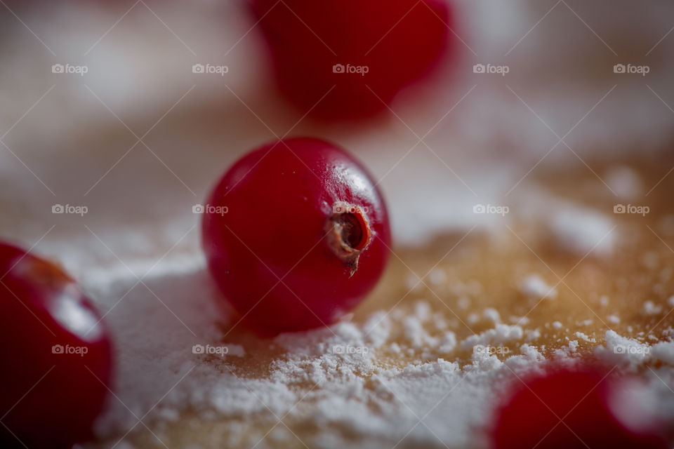 Close up of frozen cranberries 