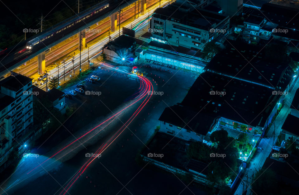 Line of light on road