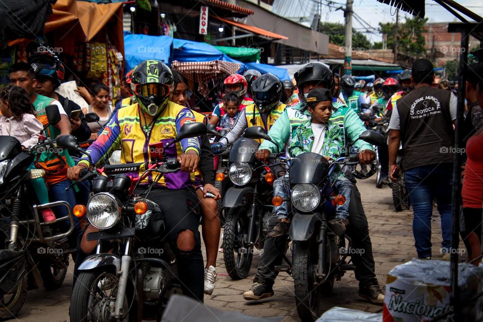 Crowd on motorcycles