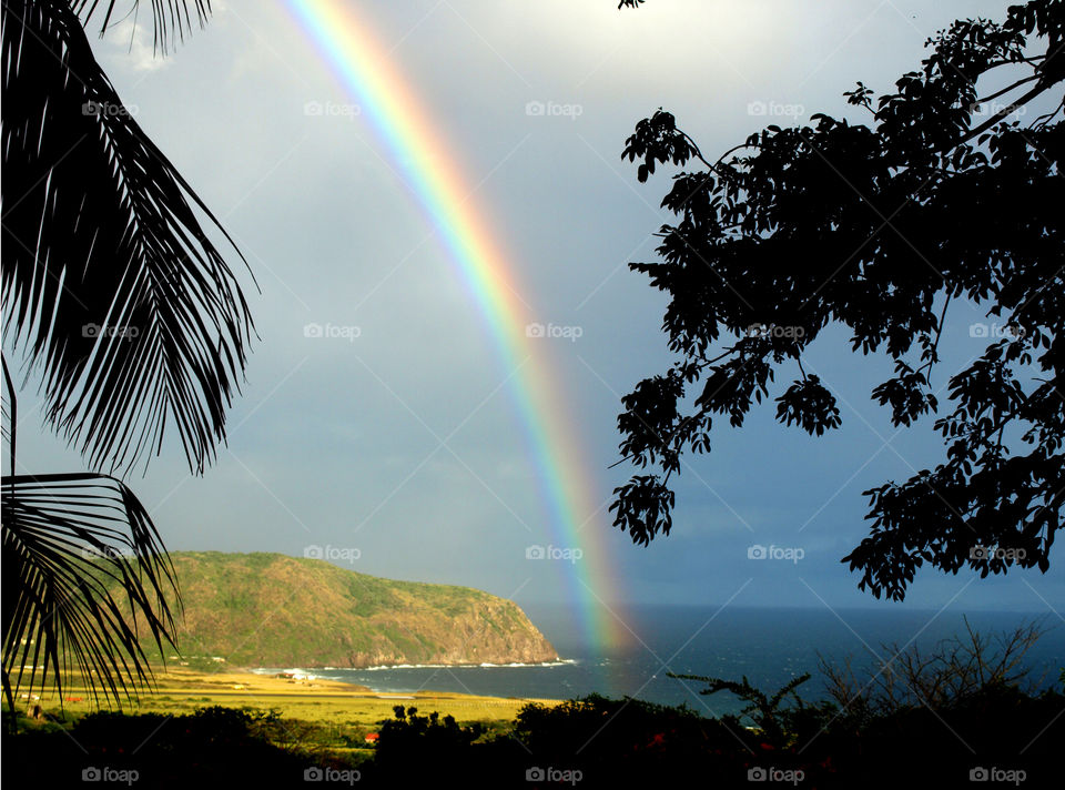 rainbow over saint eustatius island zeelandia beach