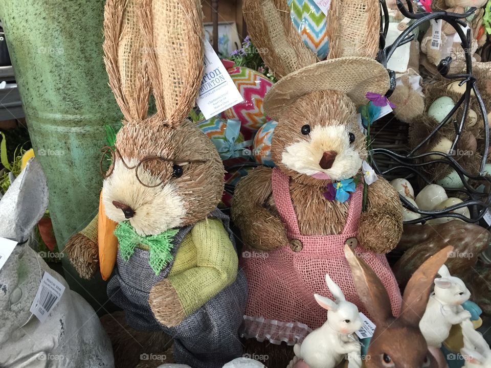 Easter rabbits, stuffed animals