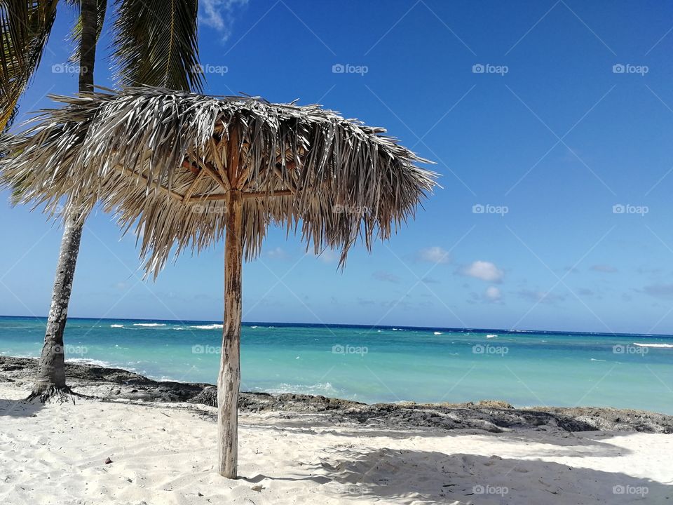 Parasol on the beach in Cuba