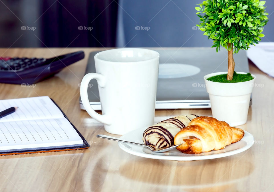 coffe break on business meeting table