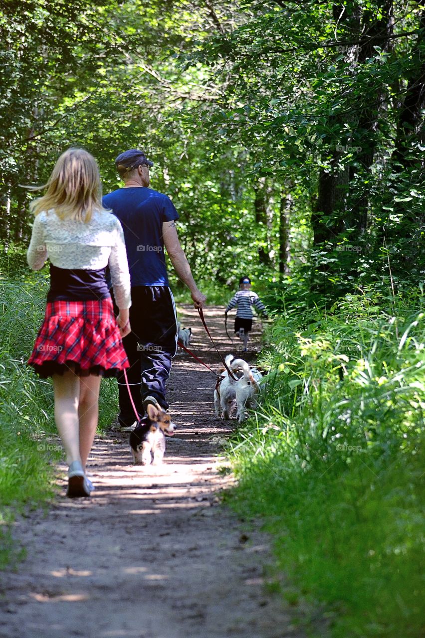 Walking. Family exercising