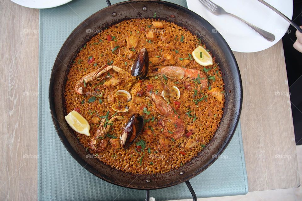 Paella with seafood