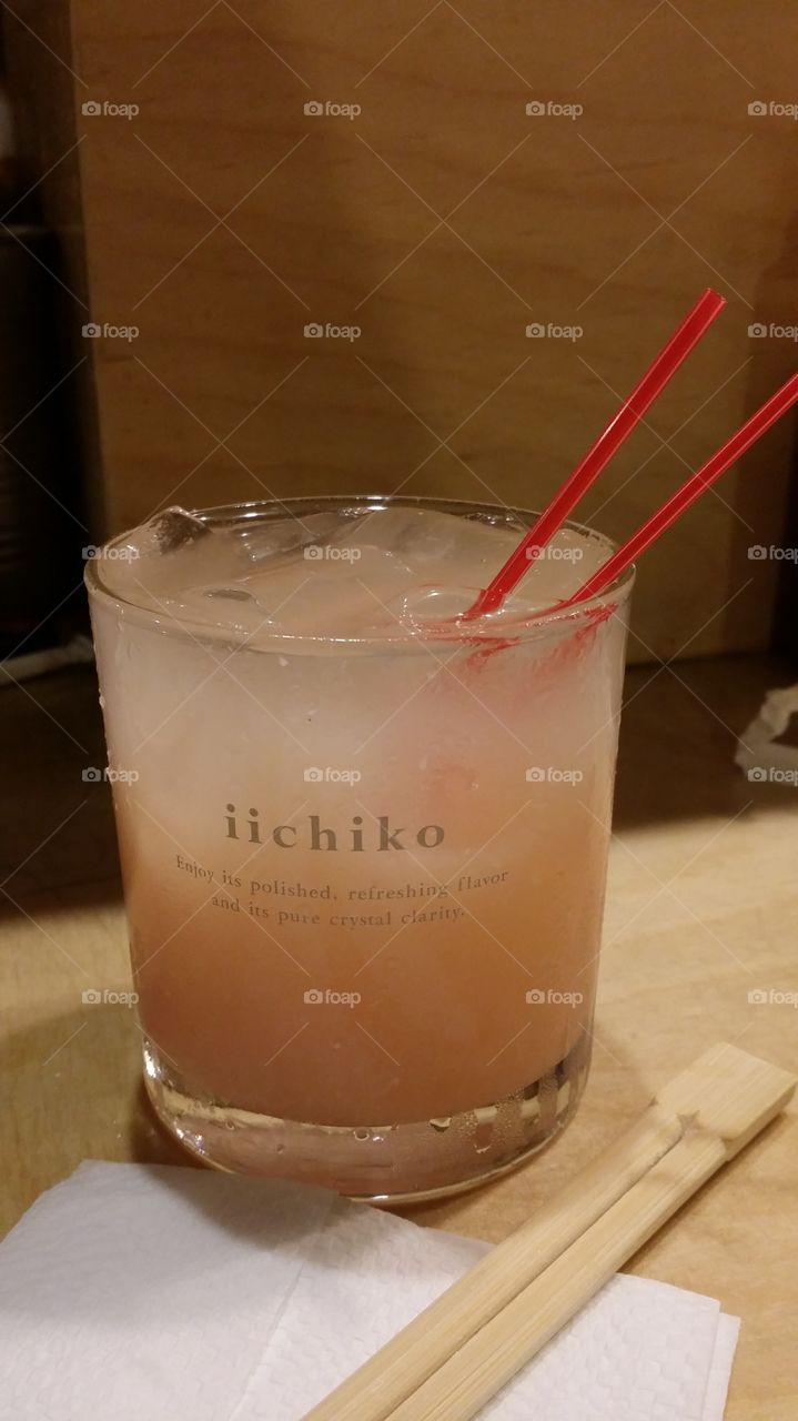 Milky Peach Drink. I was out with some friends and we got ramen and drinks.
