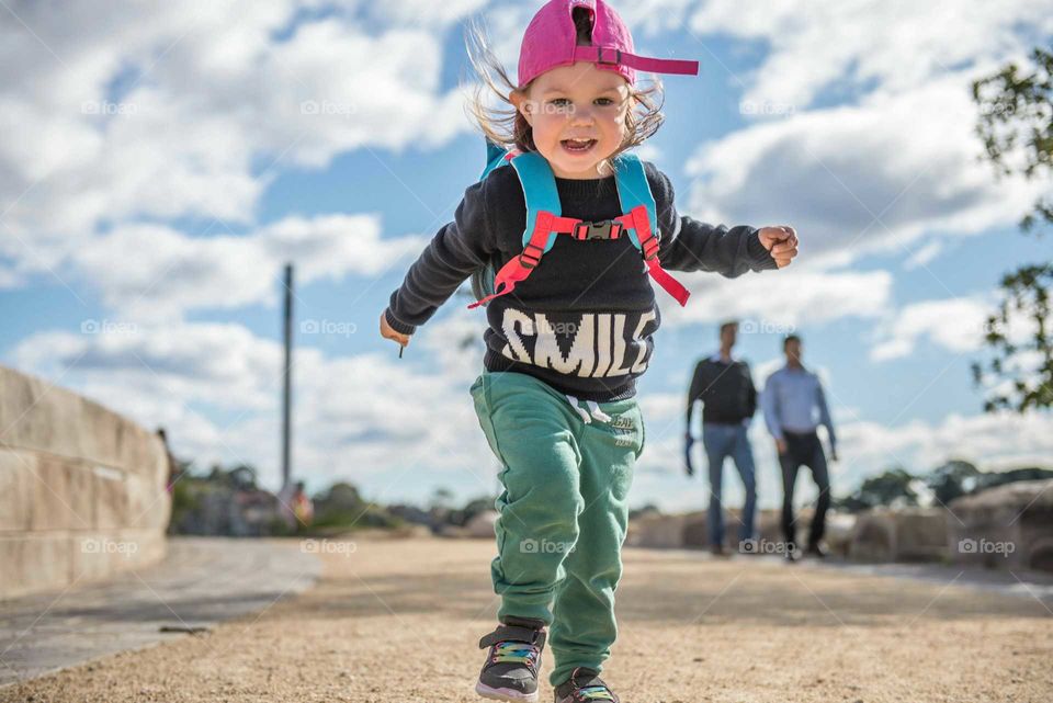 Portrait of a girl running