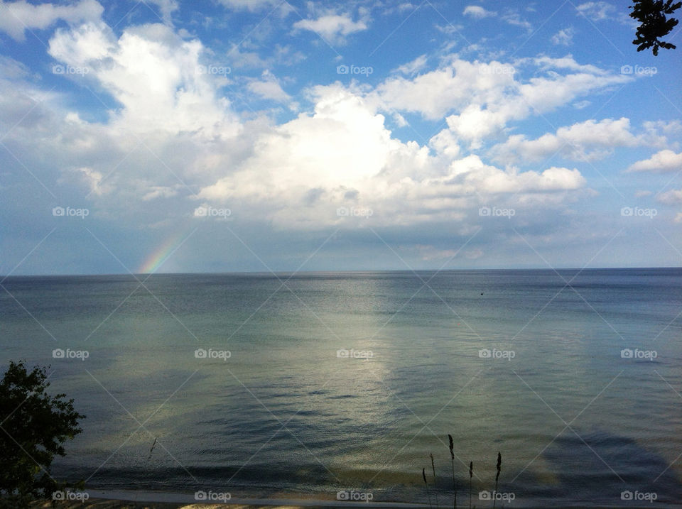 ocean sky clouds rainbow by mrreese