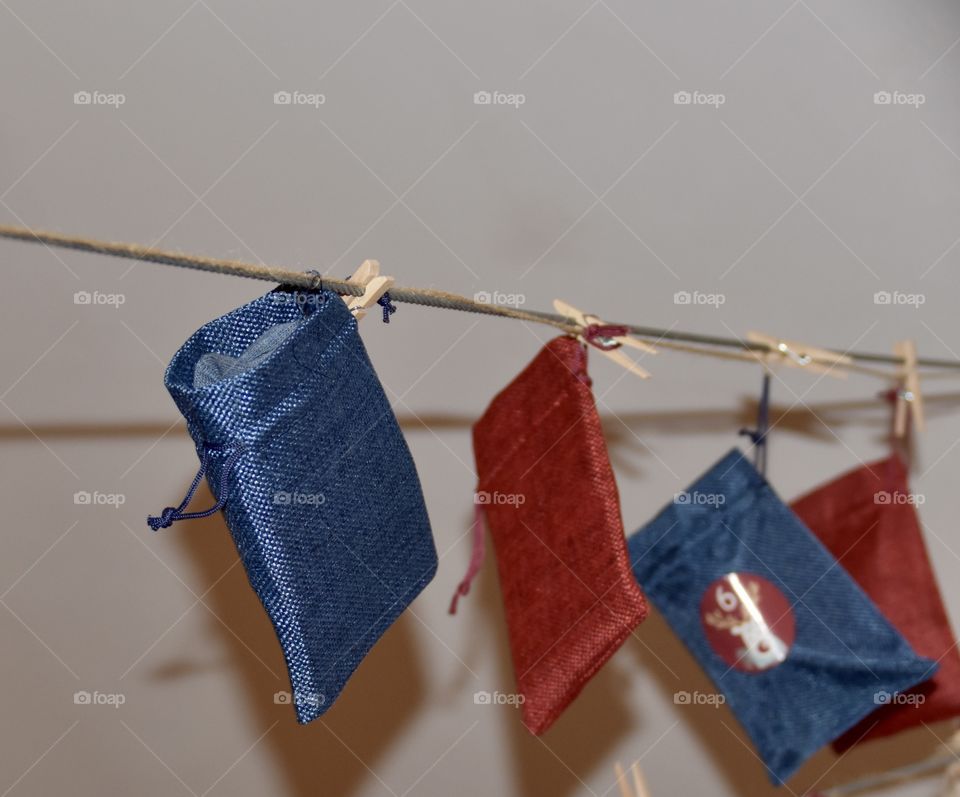 Adventskalender, advent calendar as countdown for Christmas time with small bags 