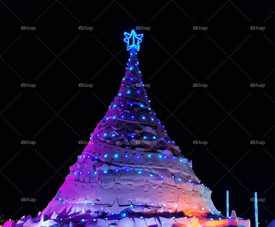 Purple  Christmas Tree made of Sand