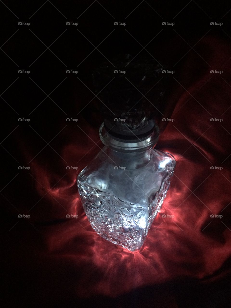 Glowing glass bottle