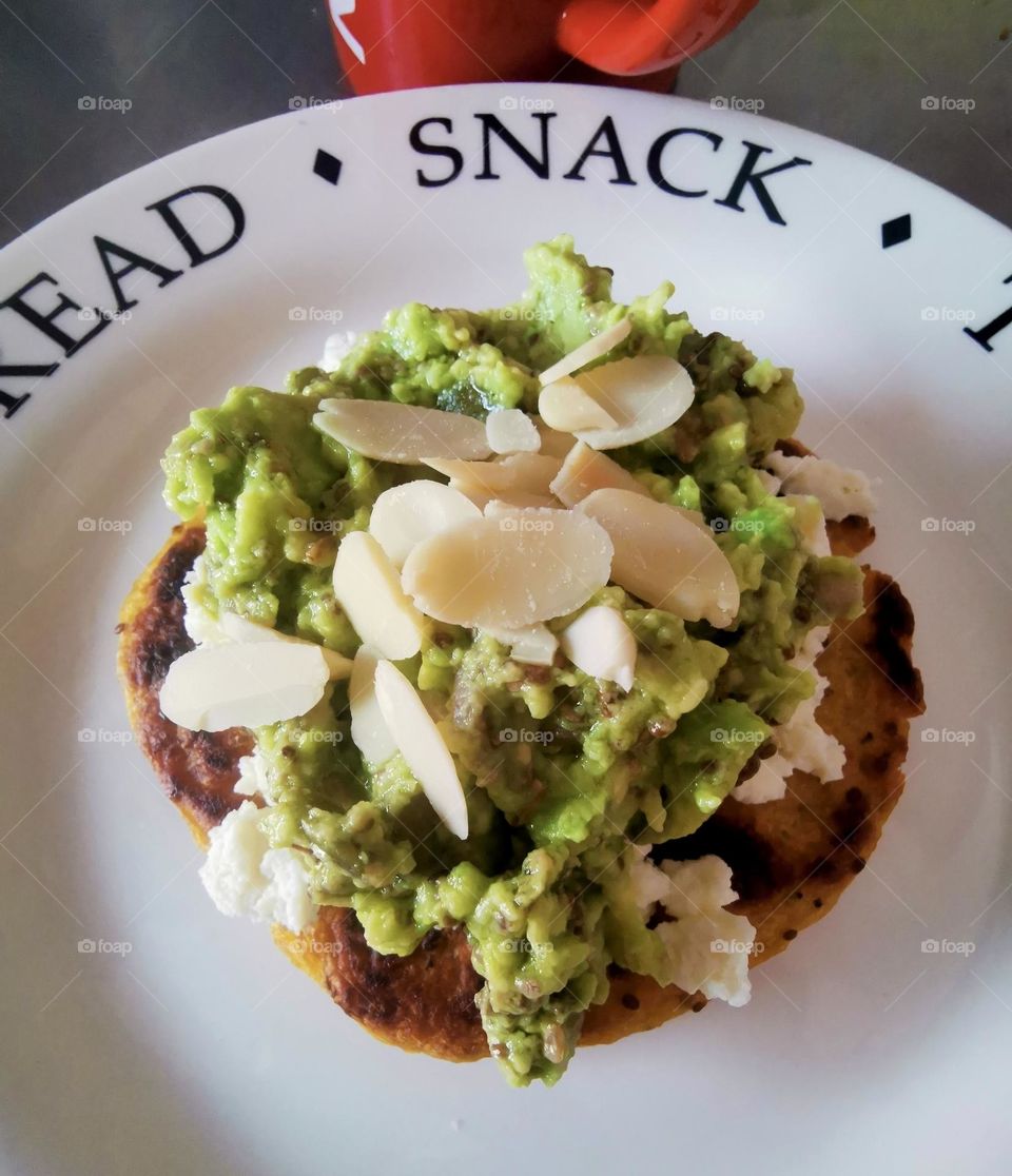 Banana Arepa with avocado and cheese 