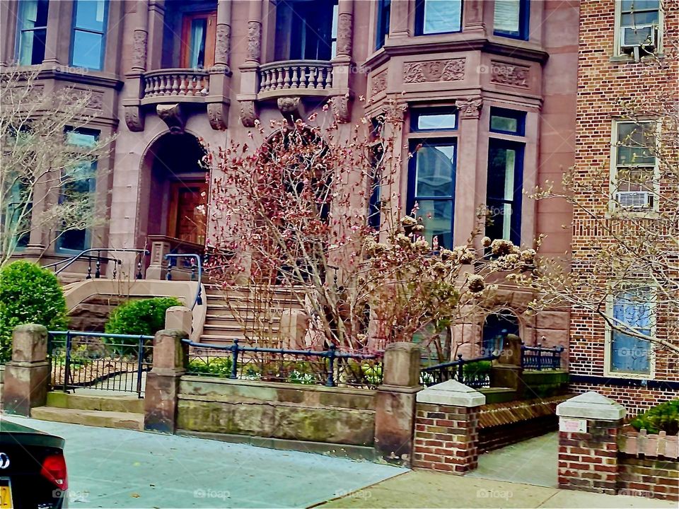 A beautiful impression from „Fort Greene“ in Brooklyn, NY can be seen here. Note especially the old fashioned architectural details on this brownstone mansion that has no doubt been turned into a home for several families. 2022. Hypnotic Productions
