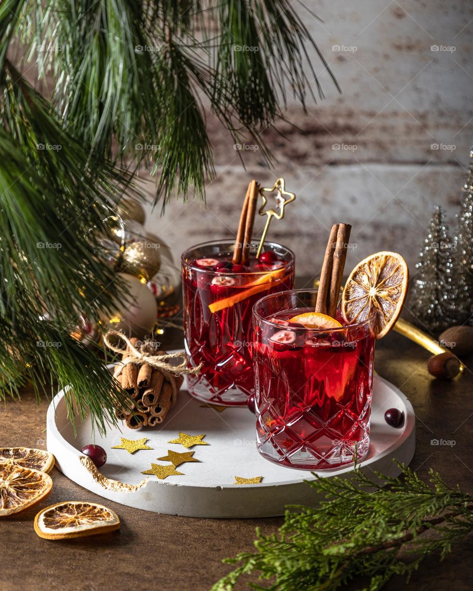 Mulled wine with cinnamon stick