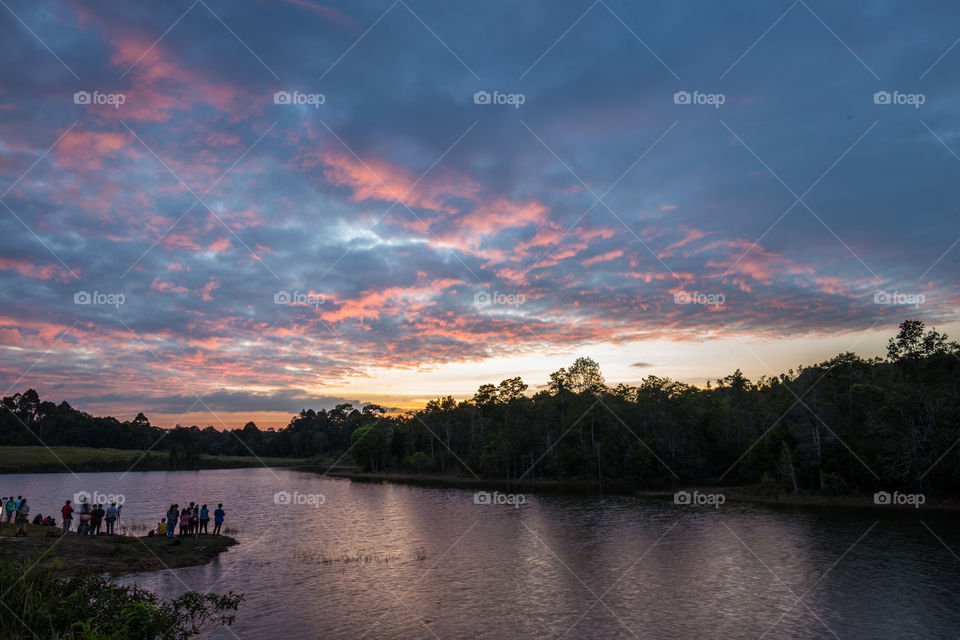 Sunset over the river