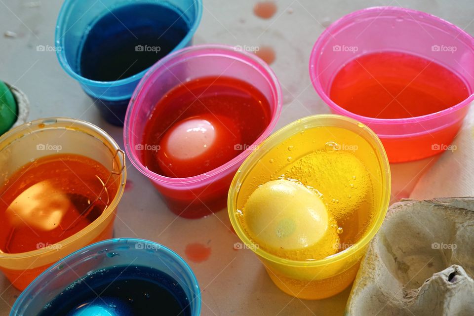 Easter Eggs In Colorful Dye