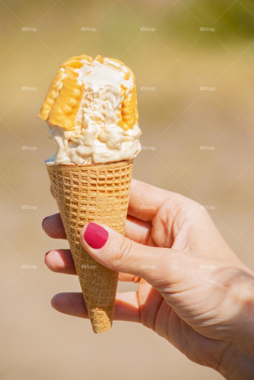 woman holding ice cream