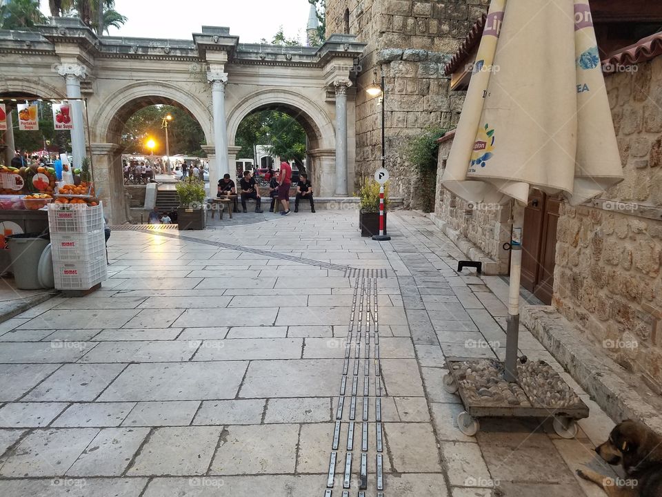 Hadrian gate in old town antalya turkey