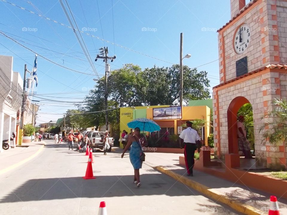 Photo from moving car traveling in Roatan, Honduras