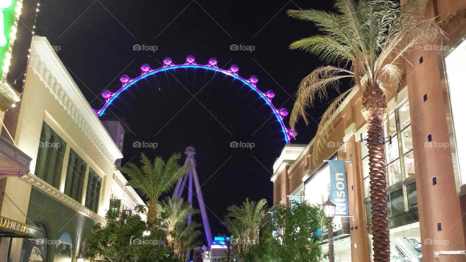 High Roller. Night time view of High Roller in Las Vegas Nevada