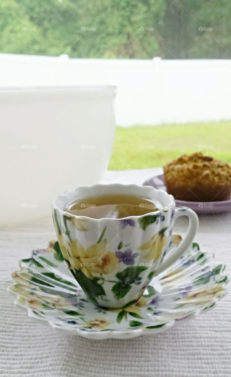 Tea and Muffin food photography