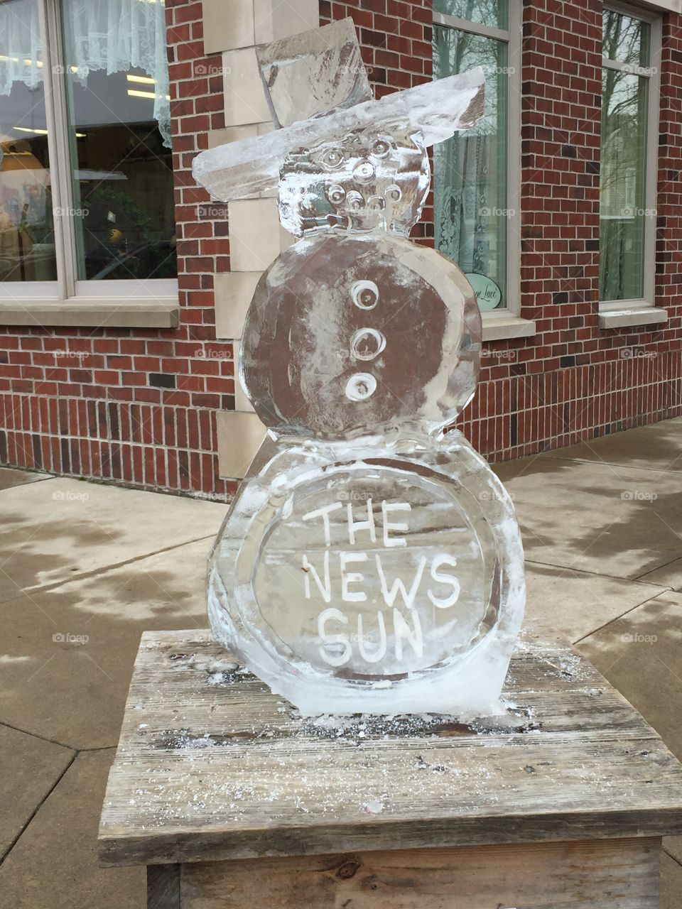 Snowman ice sculpture