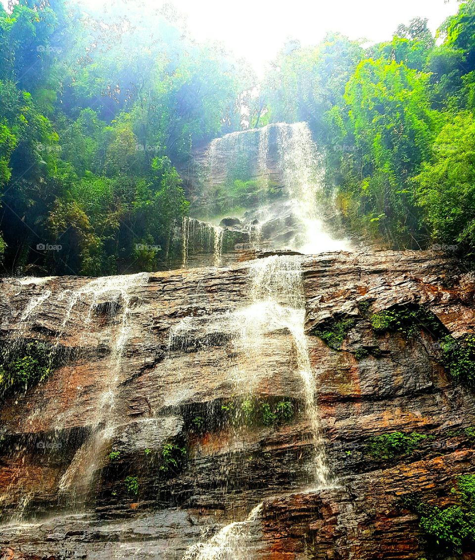 Jhari waterfall. This amazing waterfall is hidden in the Exquisite nature of Chikmaglur forest area of Karnataka state. It is a mesmerizing moment to be in such a place.