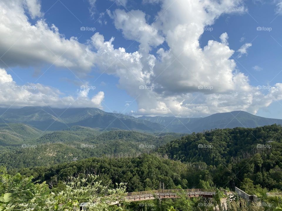 Views of the Great Smoky Mountain range in Tennessee 