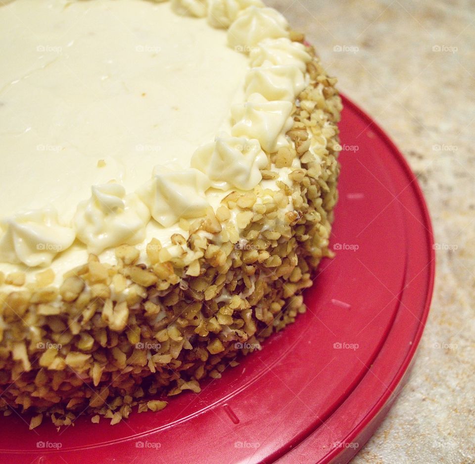 Carrot Cake with Cream Cheese Frosting and Walnuts