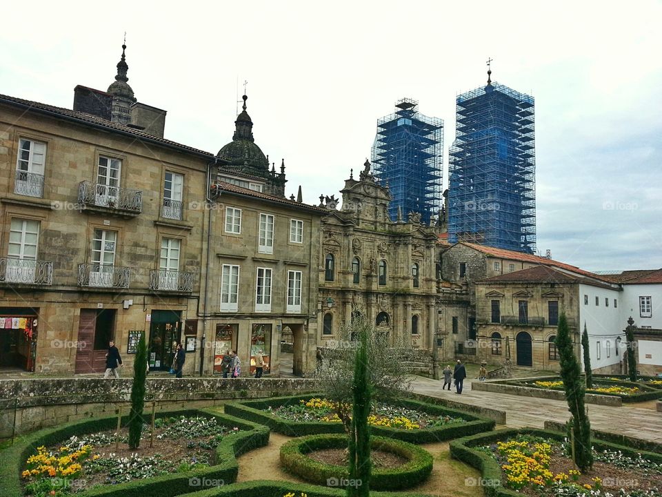 Praza da Inmaculada. Praza da Inmaculada with cathedral in the background, Santiago de Compostela