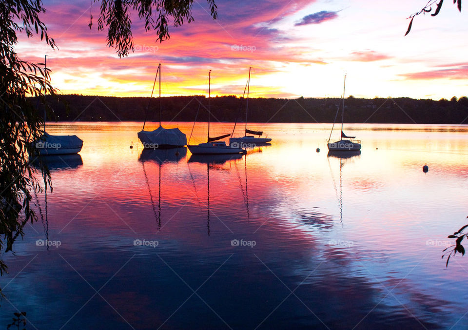 View of sunrise at lake