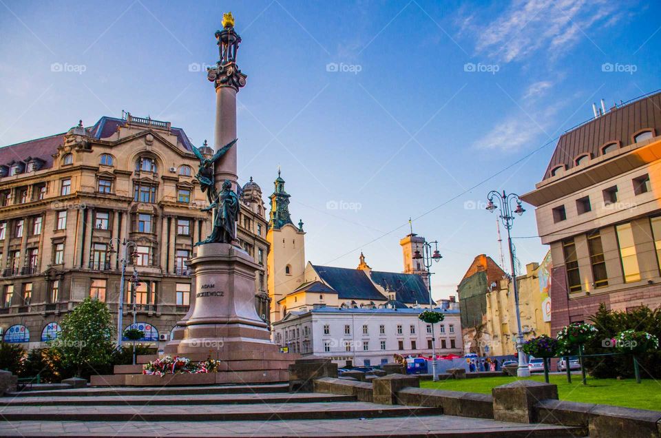 Lviv city center in the Mitskevycha square